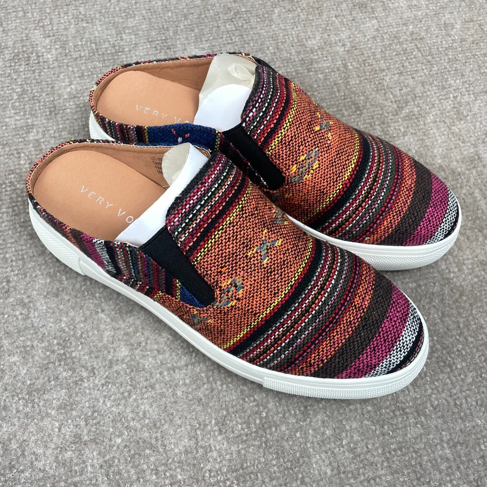 Very Volatile Morena Womens US 7 Mule Orange Multi Striped Slip On Sneakers